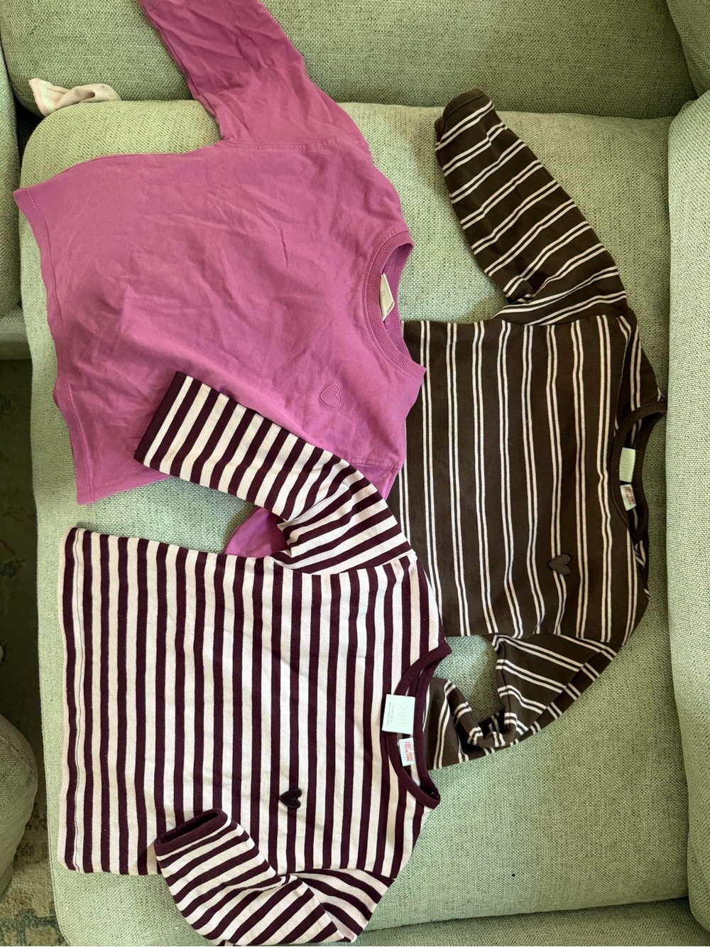 Zara Kids Long-Sleeve Tops in Pink, Brown & Burgundy Stripe